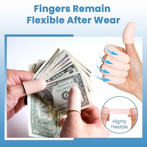 Miniatura 6 de JKcare Cunas grandes para dedos, paquete de 10 fundas de silicona para dedos de gatillo y artritis, protectores de dedos para dedos agrietados,