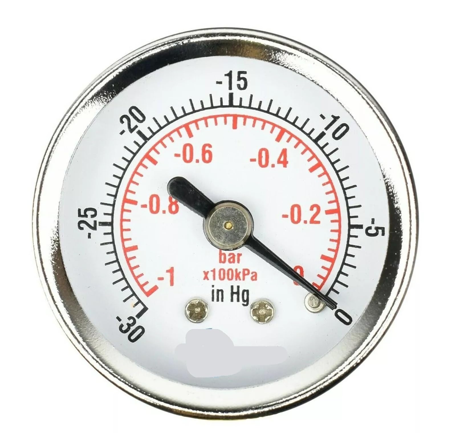 Miernik ciśnienia 1-1/2" - obudowa ze stali chromowanej 1/8" NPT, MNT -30 mm Hg/0 PSI