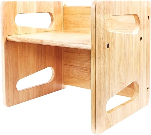 Montessori Mesa y silla de destete (15 pulgadas), silla de madera maciza para niños pequeños, silla cúbica para niños pequeños, madera dura, muebles