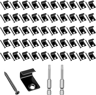 50 Pack Composite Deck Fasteners with 50 Screws & 2 Bits - Deck Clips for Composite Decking, Stainless Steel Hidden Starter Clips for 400 sq.ft Deck-Boards