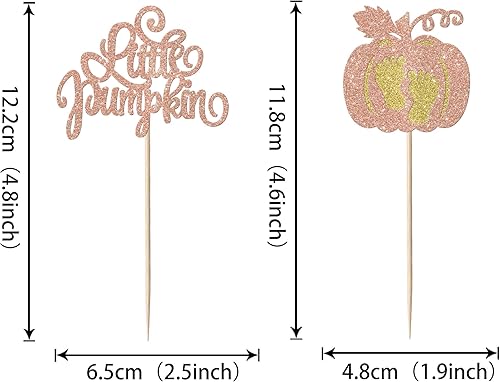 Miniatura 2 de Paquete de 24 adornos para cupcakes de calabaza con purpurina para cupcakes de calabaza para Acción de Gracias, baby shower, decoración de cupcakes
