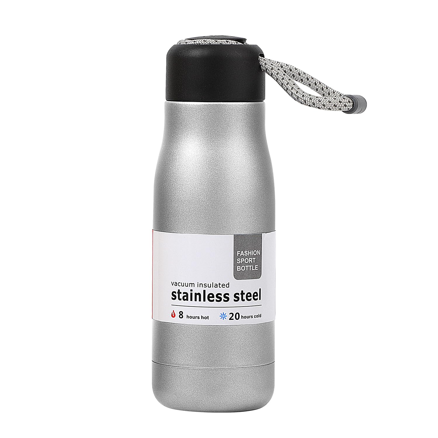 Photo 1 of Small Water Bottle 12 oz, Dusgut Insulated Water Bottle,Stainless Steel,Wide Mouth Portable Lid,Silver