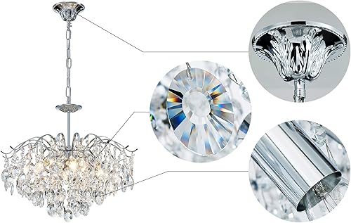 Miniatura 4 de Saint Mossi - Candelabros modernos de cristal K9, diseño moderno de siglo medio para comedor, 20 pulgadas de profundidad x 17 pulgadas de alto