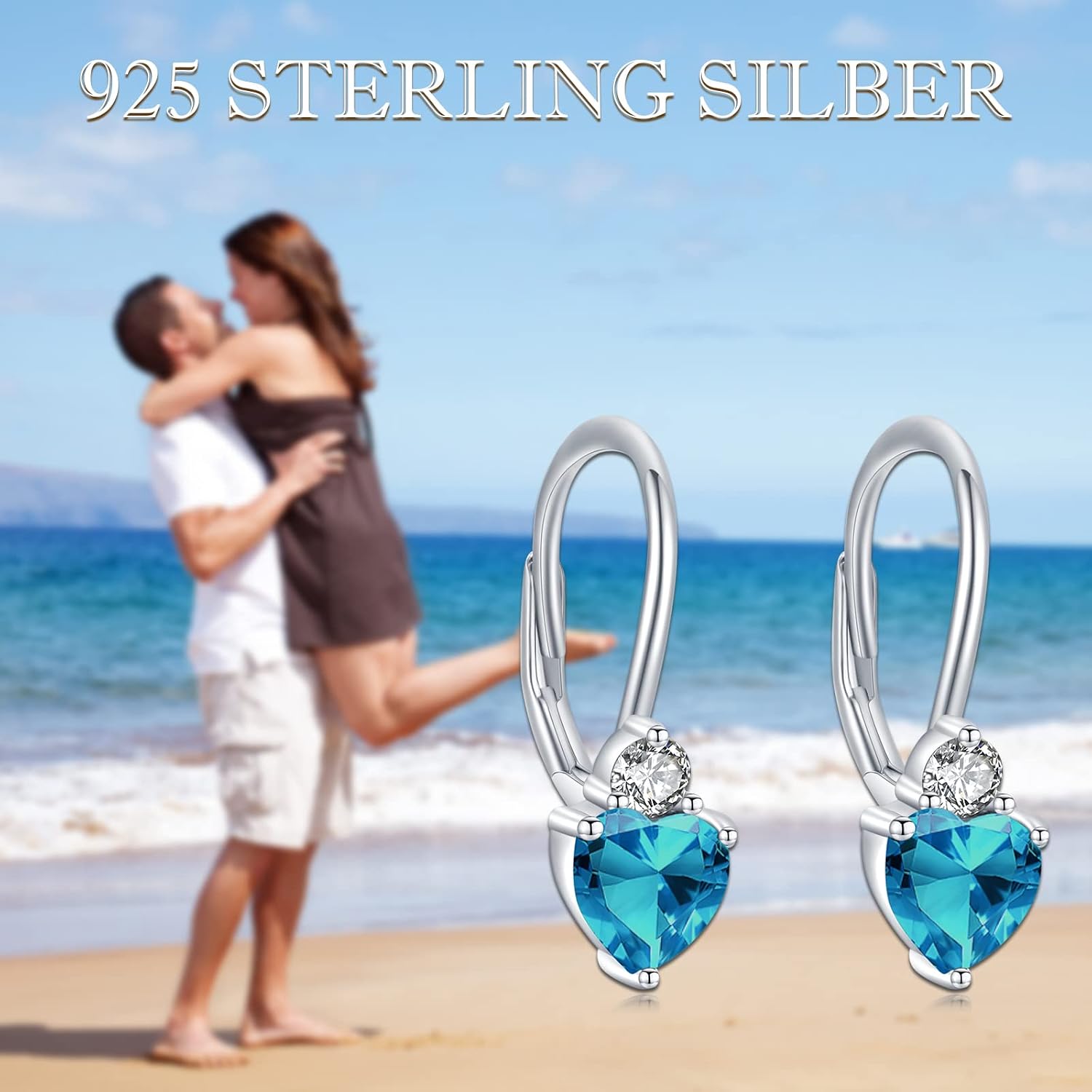 Birthstone Earrings Dangle Sterling Silver Leverback Dangle Drop Earrings Birthstone Jewelry Gifts for Women Birthday Christmas Mother's Day