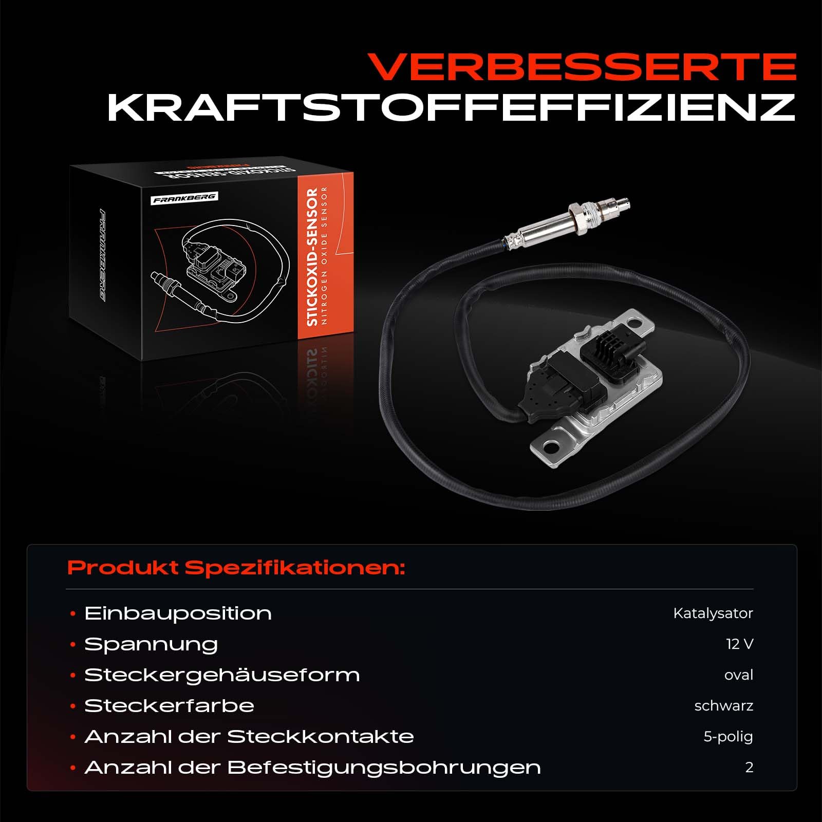 Frankberg Noxsensor Klopfsensor Sensor 5-Polig Kompatibel mit A.m.a.r.o.k Pritsche/Fahrgestell S1B S6B S7B A.m.a.r.o.k 2HA 2HB S1B S6B S7A S7B Replace# 059907807N,059907807AE