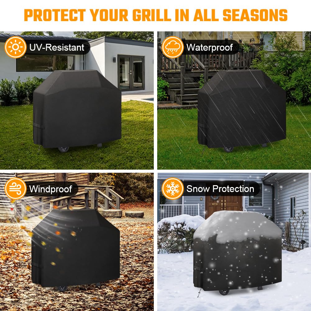 Flintronic Housse De Protection Barbecue 76x66x110cm - Bâche Oxford 210D Imperméable Anti-UV Anti-Vent Anti-Poussière Avec Cordon