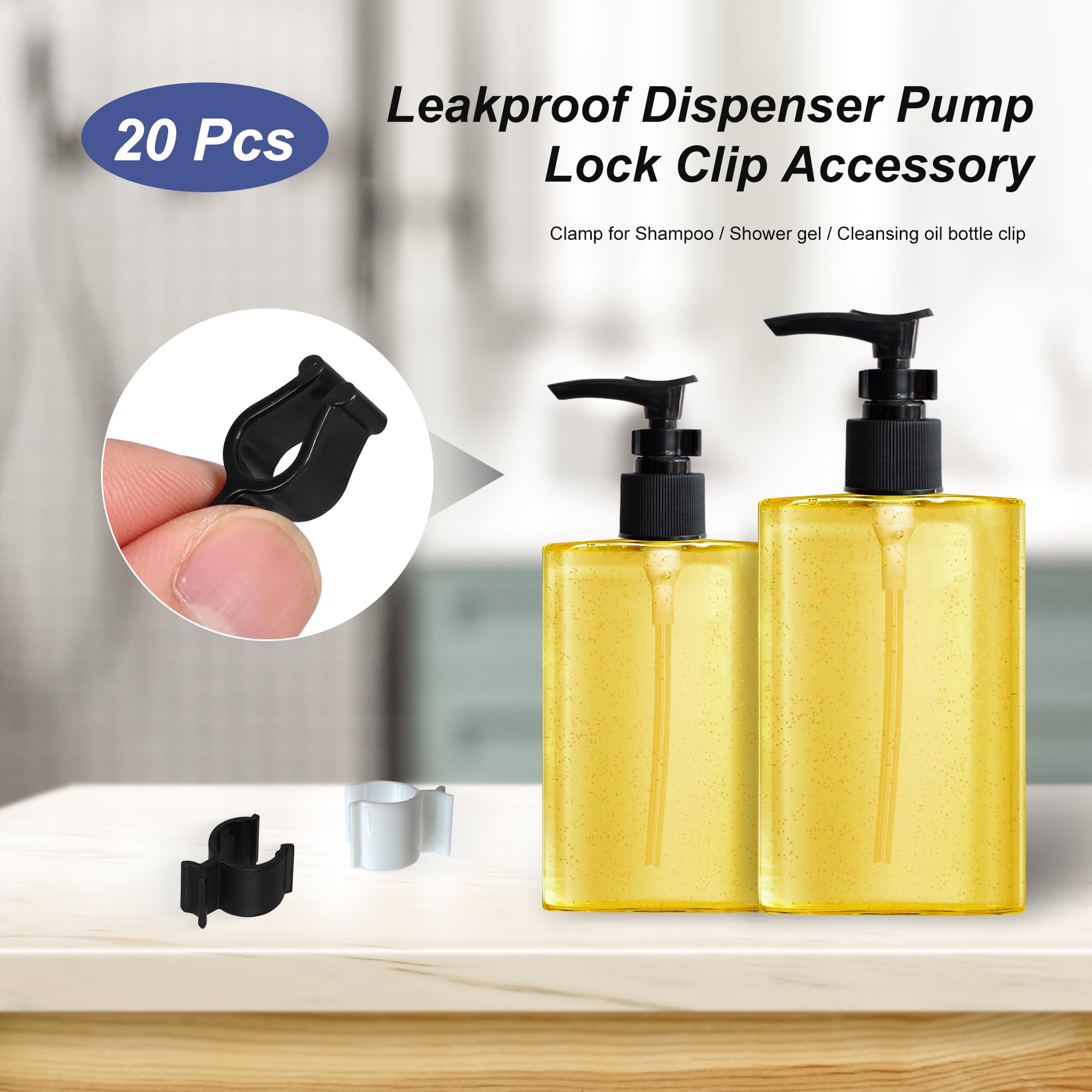 10 Pcs Leakproof Dispenser Pump Lock Clip Accessory PP Material,Clamp For Shampoo, Shower Gel, Cleansing Oil Bottle Clip Travel & Home Friendly. (10, large)