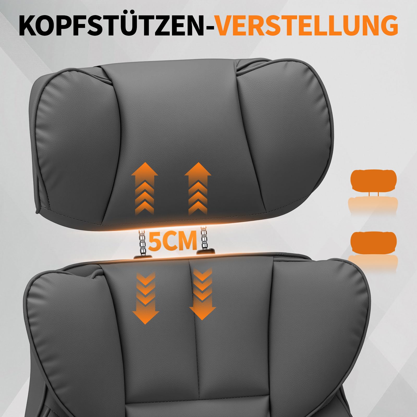 HOFFREE Ergonomischer Bürostuhl mit Fußstütze für Büro(Hellgrau) | PU Leder Chefsessel mit 155°Liegefunktion,Verstellbare Armlehnen und Kopfstütze,Gaming Stuhl 200kg für Schlafzimmer