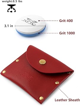 Knife/Hatchet Sharpening Stone - 400/1000 Grit Dual Grit Whetstone & Tool Sharpener with Leather Sheath