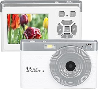 Câmera digital, câmera digital 4K 50MP para crianças com zoom digital de 16x, câmera compacta de apontar e fotografar mini câmera portátil pequena para adolescentes, estudantes, idosos