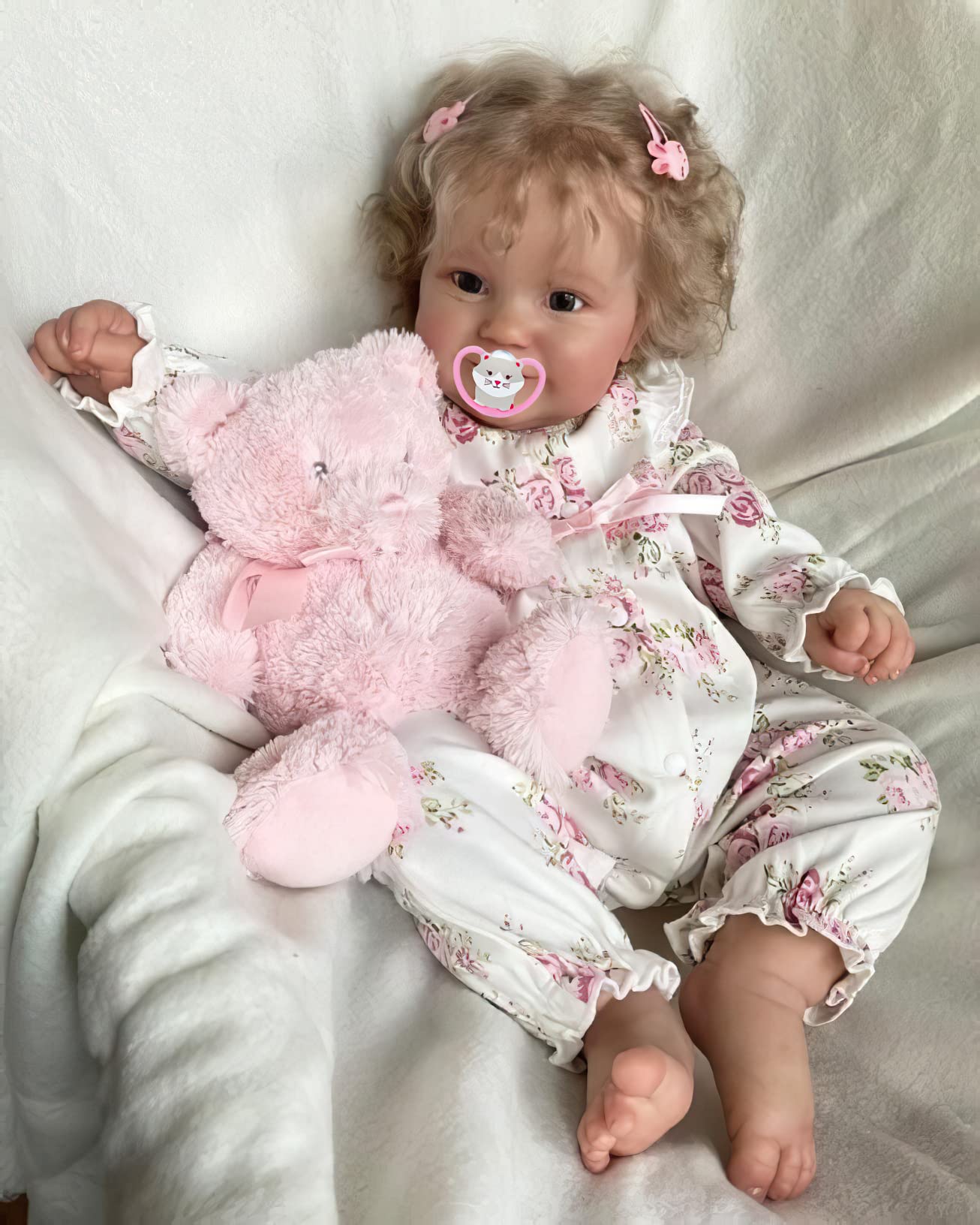 MineeQu 60CM Enorme Tamaño De Bebé Vinilo De Silicona Muñecas Bebé Reborn Set De Regalo Con Toque Suave Cuerpo Ponderado Recién Nacidos Niña Princesa Dolls Parece Real, Forever Yours Sweetheart