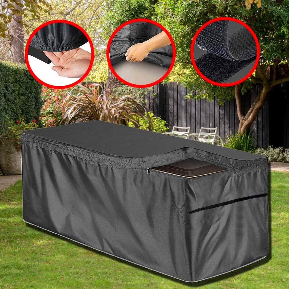 Coperture per mobili da giardino, impermeabile, rettangolare, per tavolo da giardino, antivento, anti-UV, resistente, in tessuto Oxford 420D, in rattan, 200 x 165 x 80 cm, colore: nero
