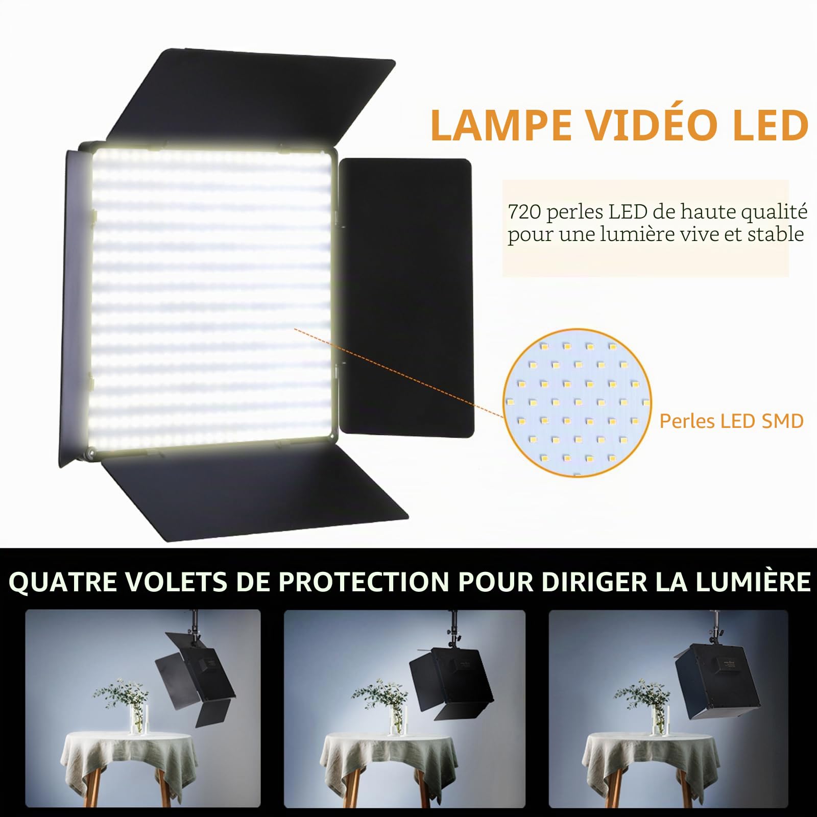 XPSYQIC 110W Kit d'éclairage Vidéo LED Grand Panneau Lumineux