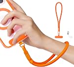 Minimalist Wrist Strap Phone Lanyard with Adjustable Drop-Proof Design, 7mm Reinforced Climbing Rope Material, 2 Phone Tether Tabs (Matching Metal and Rotatable Clear) - Ecru Beige