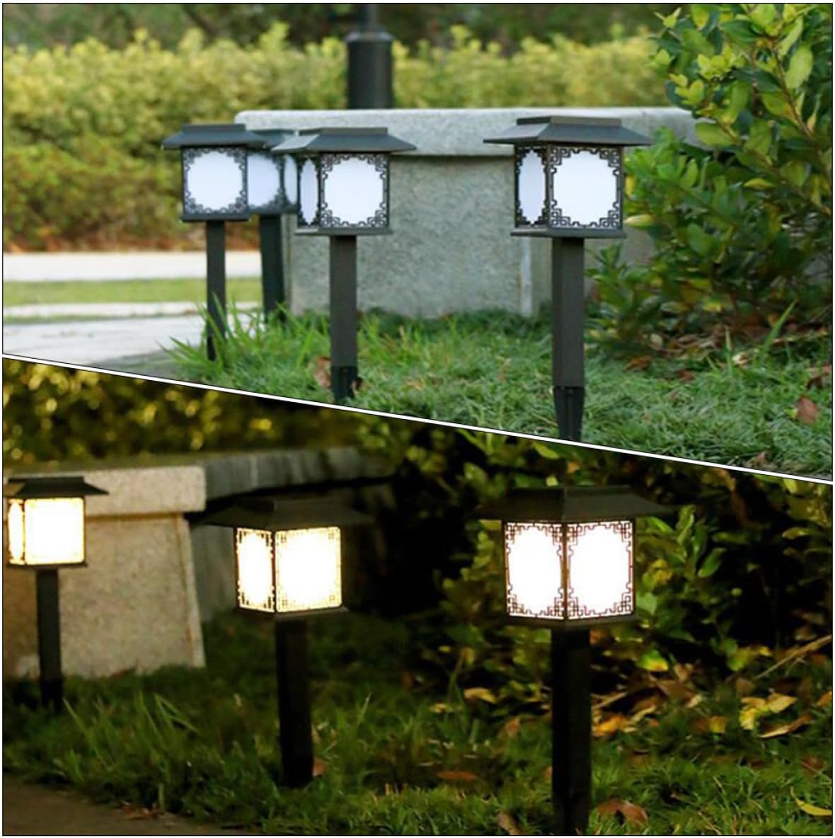 Alipis 2pcs Waterproof LED Solar Ground Inserted Lights for Outdoor Garden Yard Pathway, White Light Landscape Lawn Decor, Solar Powered Patio Lighting