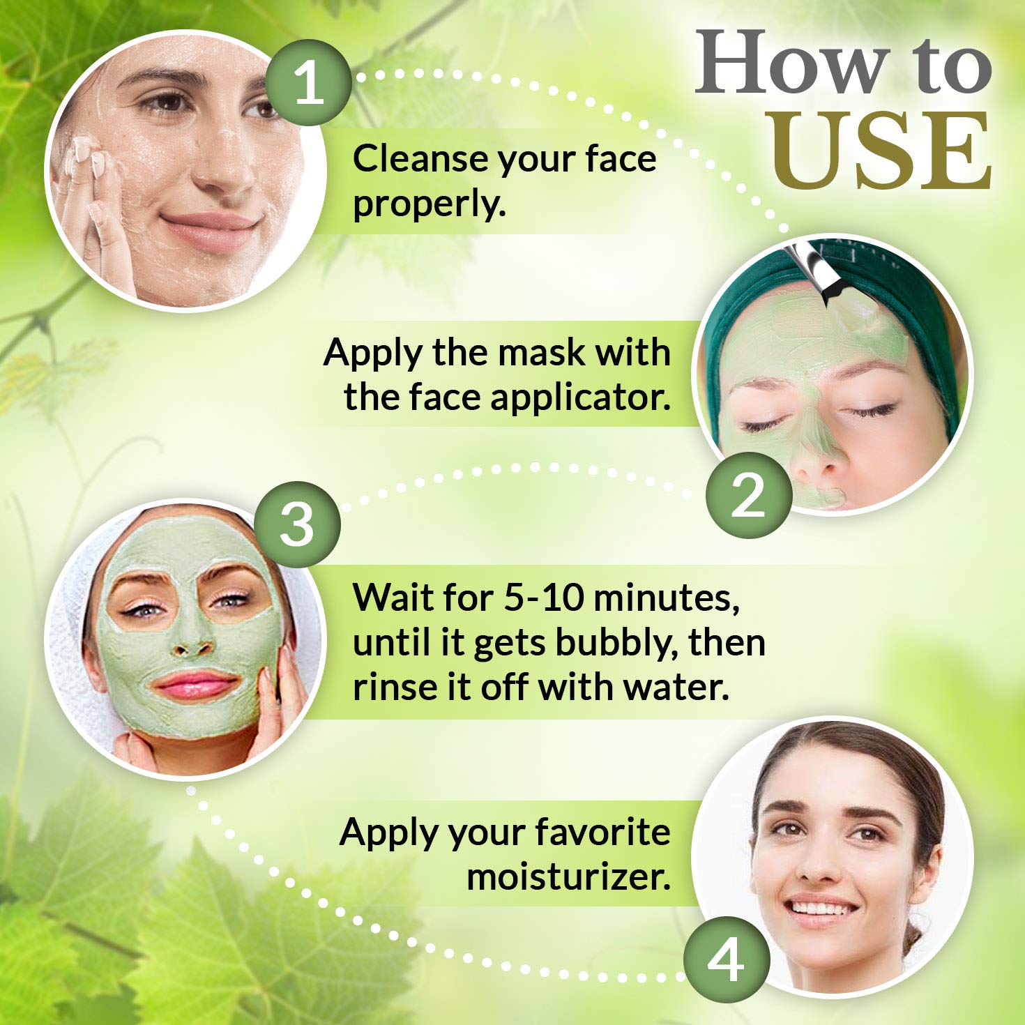 Green Tea Carbonated Bubble Mask - Exfoliating Deep Foaming Face Mask With Face Applicator That Reduces Excess Oil and Removes Dead Skin Cell - Deep Pore Cleansing and Refreshing Foam