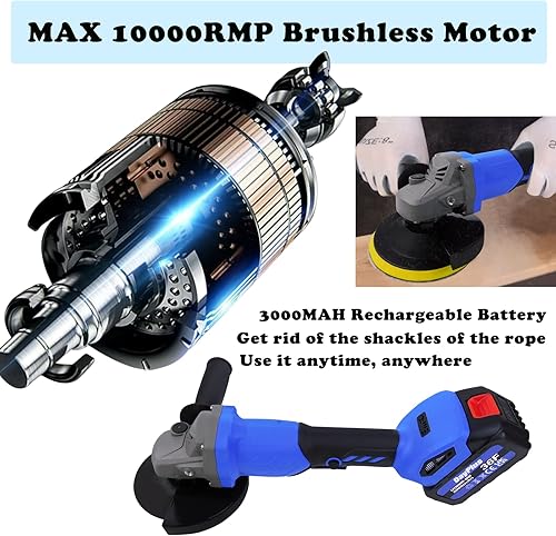 Miniatura 5 de Amoladora manual portátil sin escobillas de 21 V, herramienta eléctrica, amoladora inalámbrica con ruedas de corte de 4 pulgadas para moler, corte y