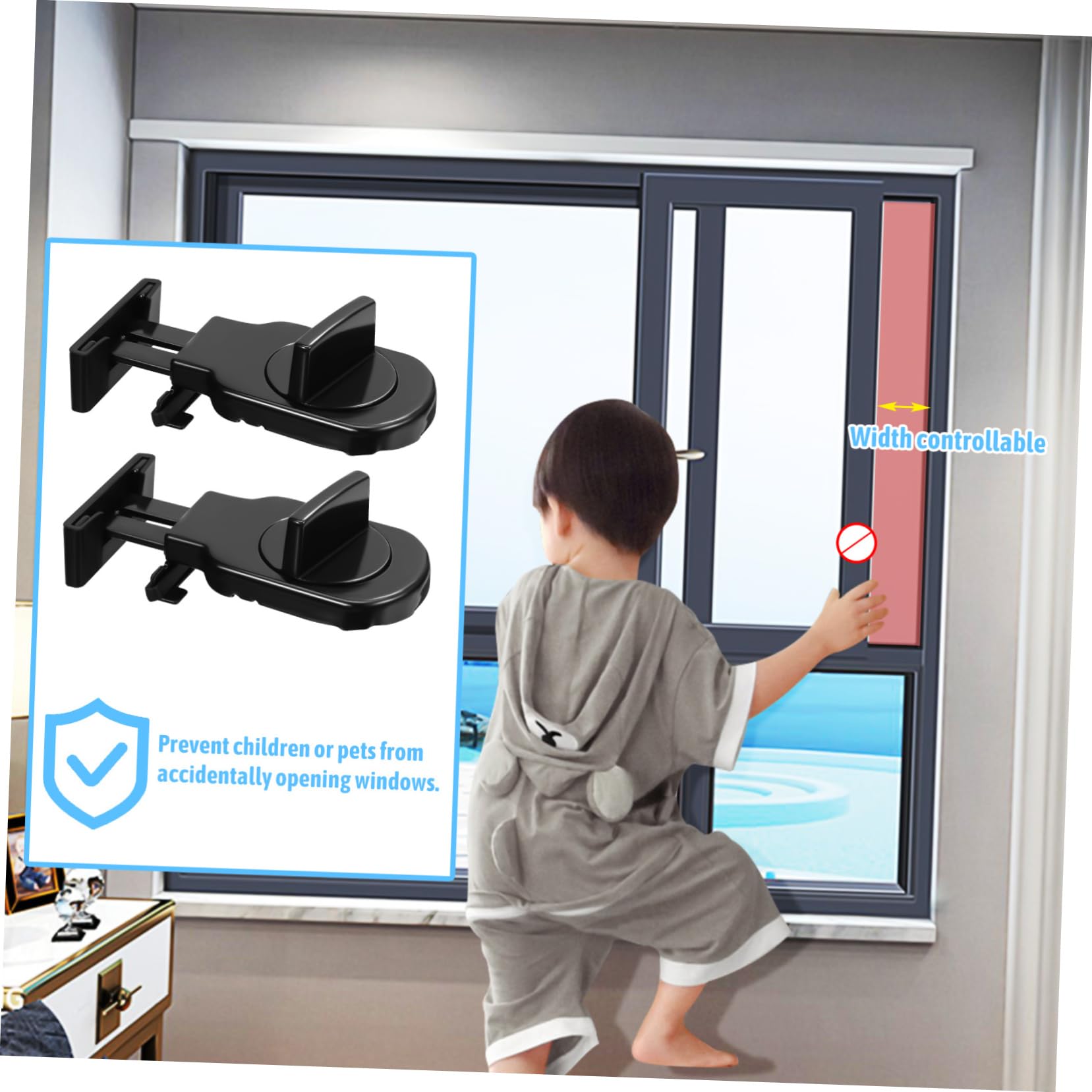 4 Ensembles Serrures De Fenêtre Ajustables Bloqueurs De Fenêtre Glissants 2 Pièces * 4