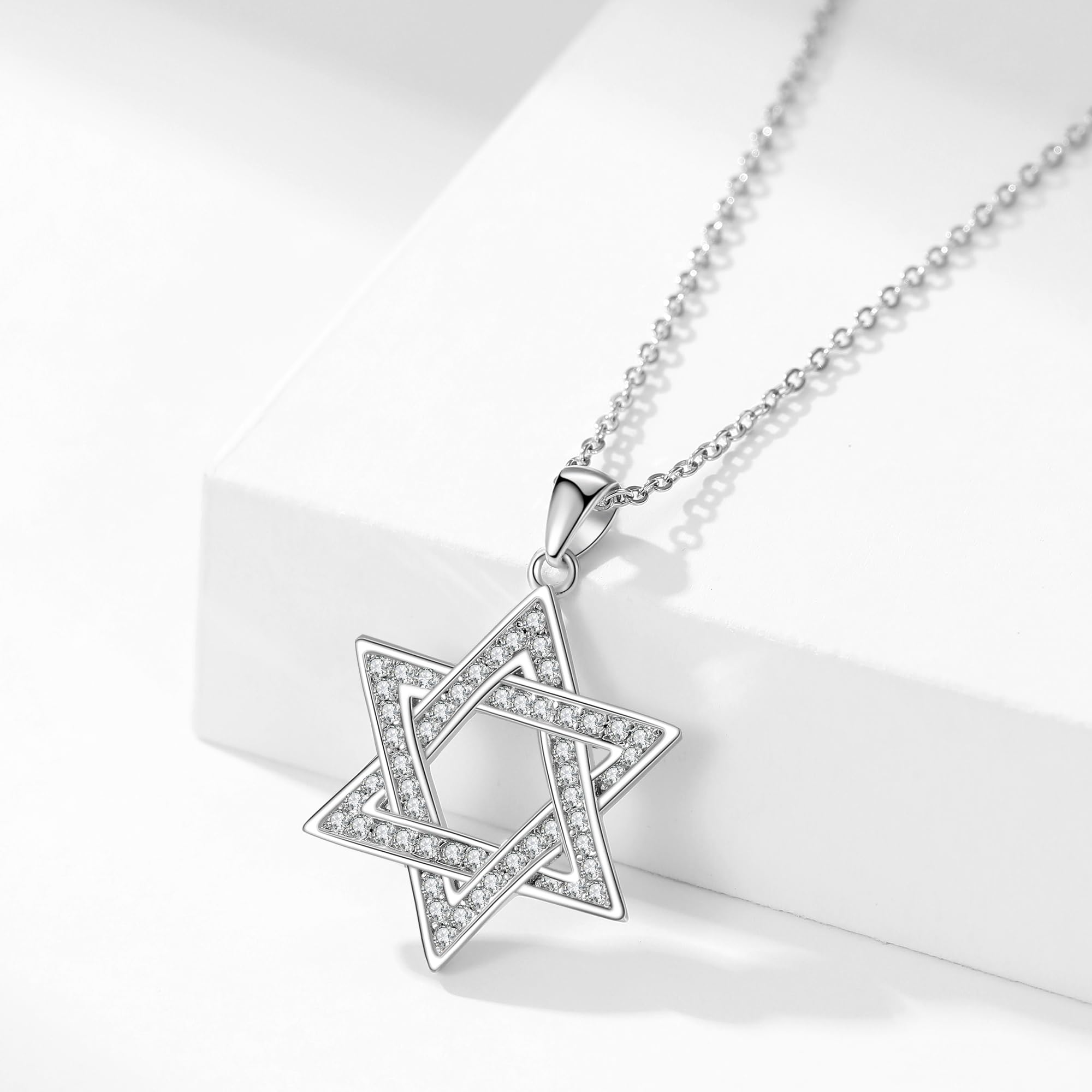 Davidstern Hexagramm Halskette 925 Sterling Silber Anhänger Halskette Schmuck Geschenk für Frauen DE1