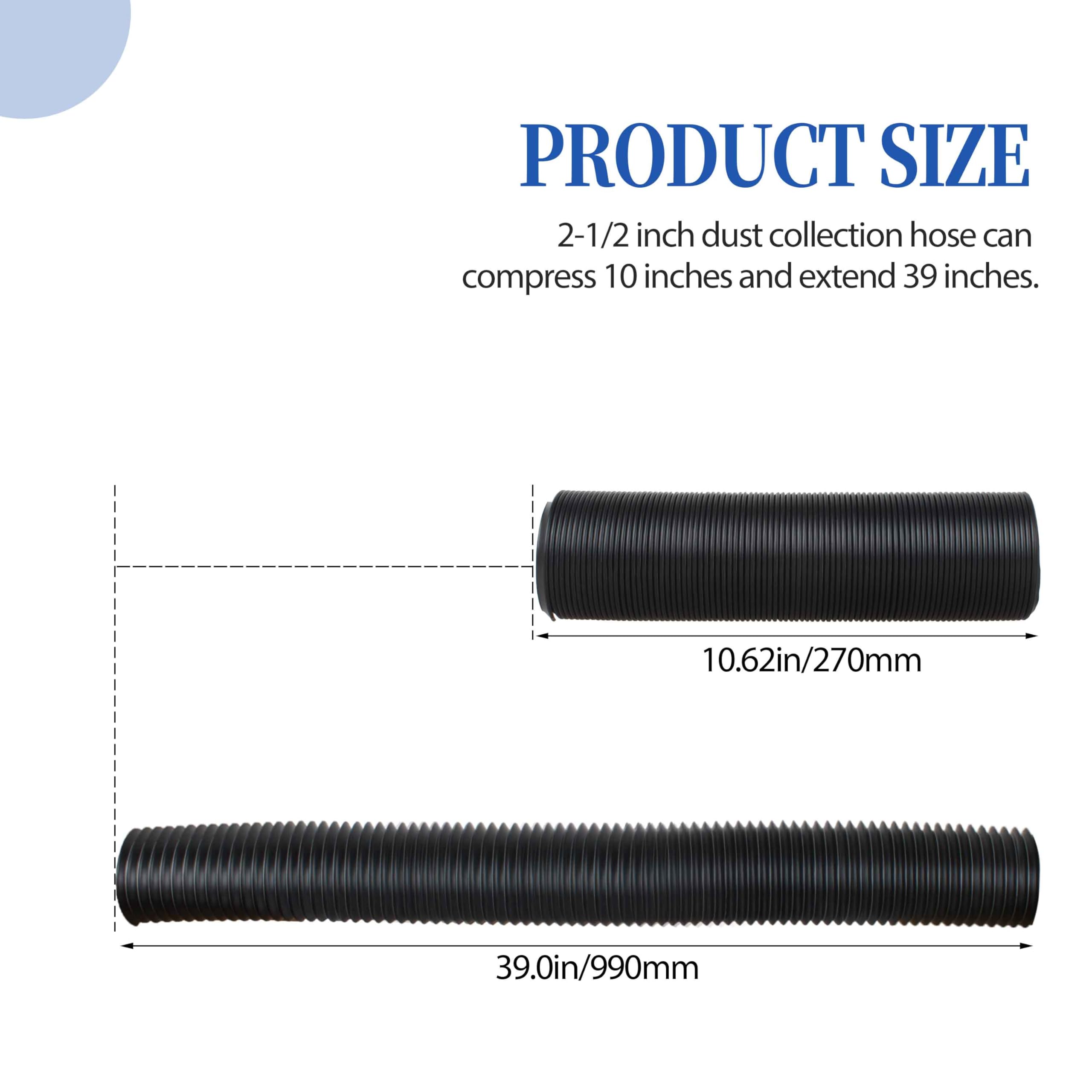 70198 - Manguera de recogida de polvo flexible de 2 1/2 x 36 pulgadas para prensa de taladro, carpintería y tienda de madera, manguera colectora de polvo de 2.5 pulgadas, 1 unidad