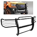 KUAFU Brush Guard Compatible with 2001-2012 Ford Ranger Mazda B-Series Pickup With Skid Plate Bull Bar Front Bumper Grill Grille Guard Protector Brush Push Bar Steel Black Power Coated