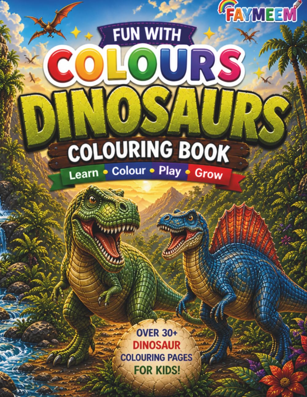 Fun With Colours – Dinosaurs: A Kids Colouring Book with Dinosaur Names, Fun Facts & Easy Learning