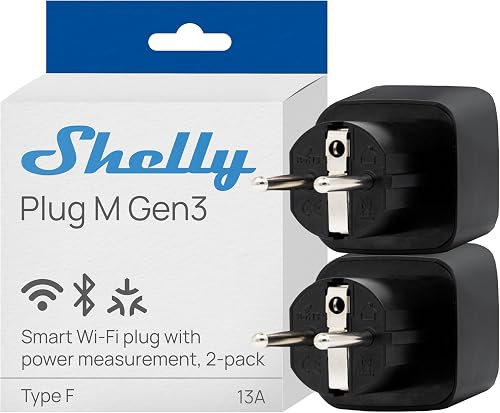 Shelly Plug M Gen3 Schwarz - WLAN & Matter Smarte Steckdo…