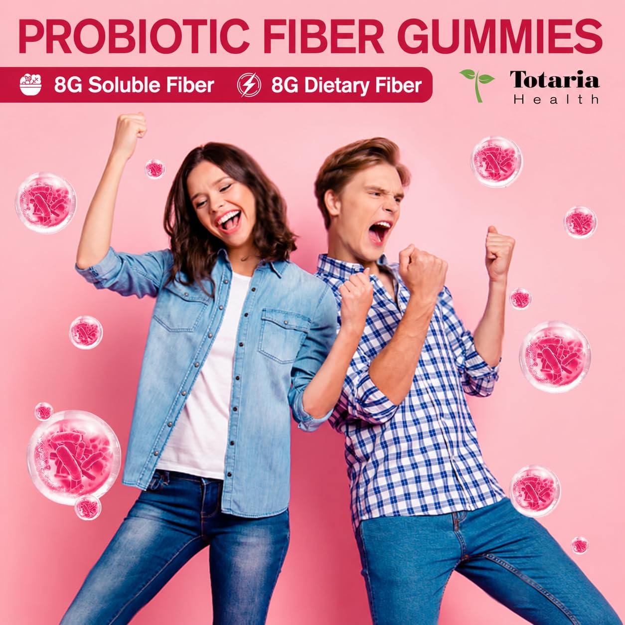 Probiotic Fiber Gummies w/ Psyllium Husk, High Fiber Supplement, Apple — Amazon image 2