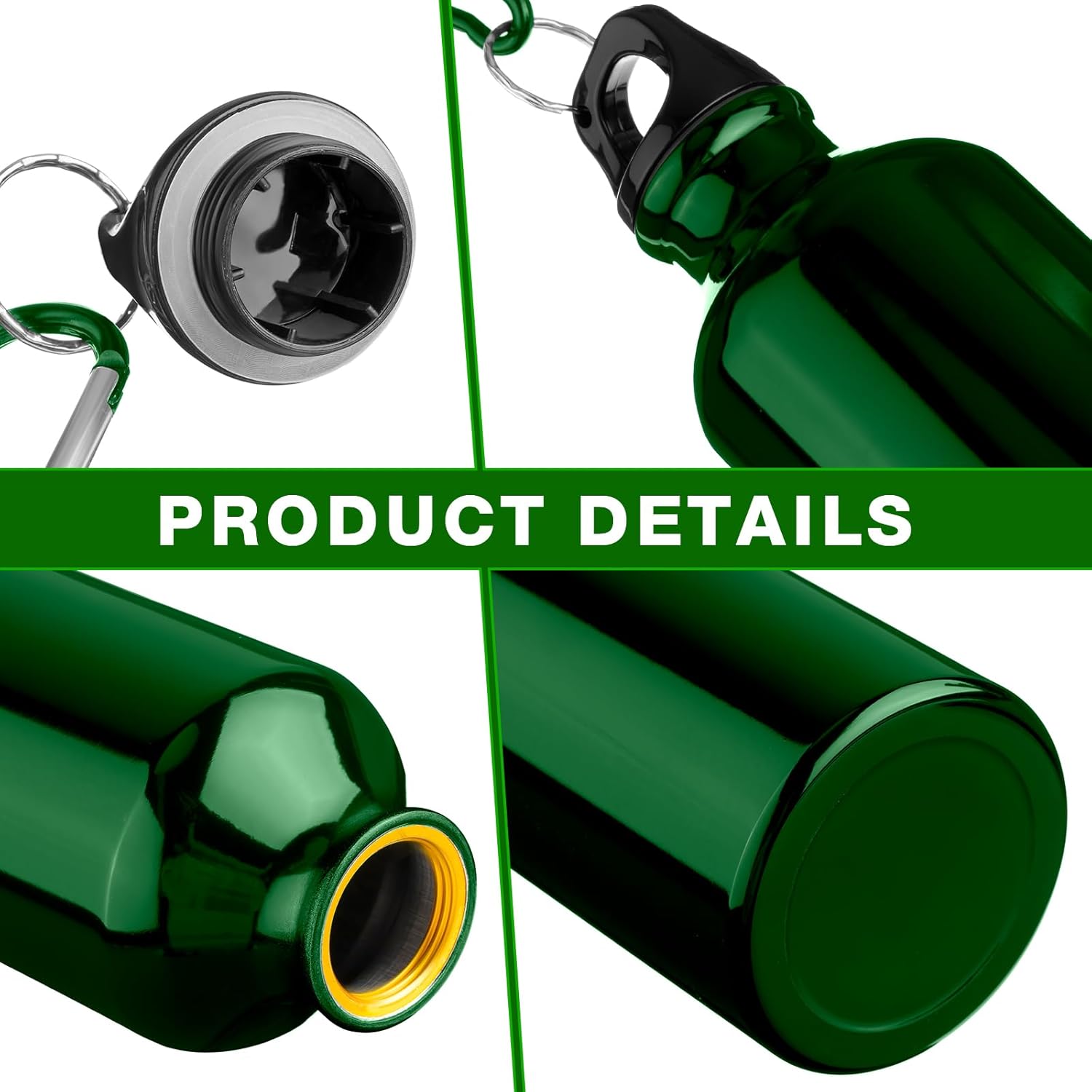 12 Pack 17oz Reusable Aluminum Water Bottles Bulk Outdoor Sport Bike Water Bottle with Leakproof Twist Lids Metal Buckle for Camping Gym Hiking Fishing(Assorted Color) - Image 3