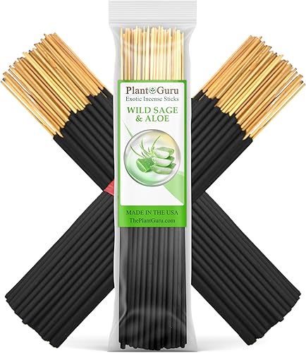 Varillas de incienso exóticas de salvia silvestre y aloe de 7 pulgadas, 1 paquete a granel de 85 a 100 varillas, aroma natural de 7 pulgadas de