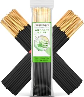 Wild Sage and Aloe Exotic Incense Sticks 7 Inch - Bulk 1 Bundle 85 to 100 Sticks - Natural 7" Long Lasting Aroma That Burns for 30 to 45 Minutes.