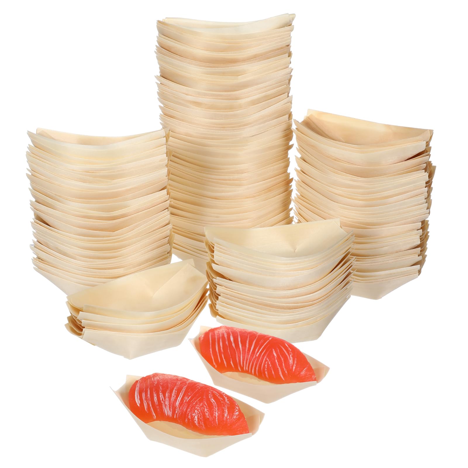 Platos de madera para eventos: evita vajillas aburridas con 150 mini barcos de sushi decorativos