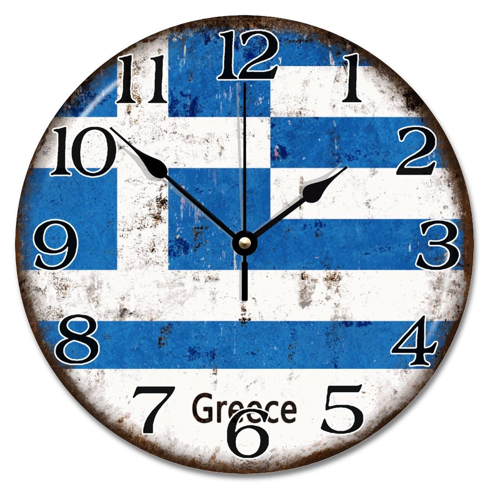 Horloge murale silencieuse Grèce en bois 30,5 cm pour école
