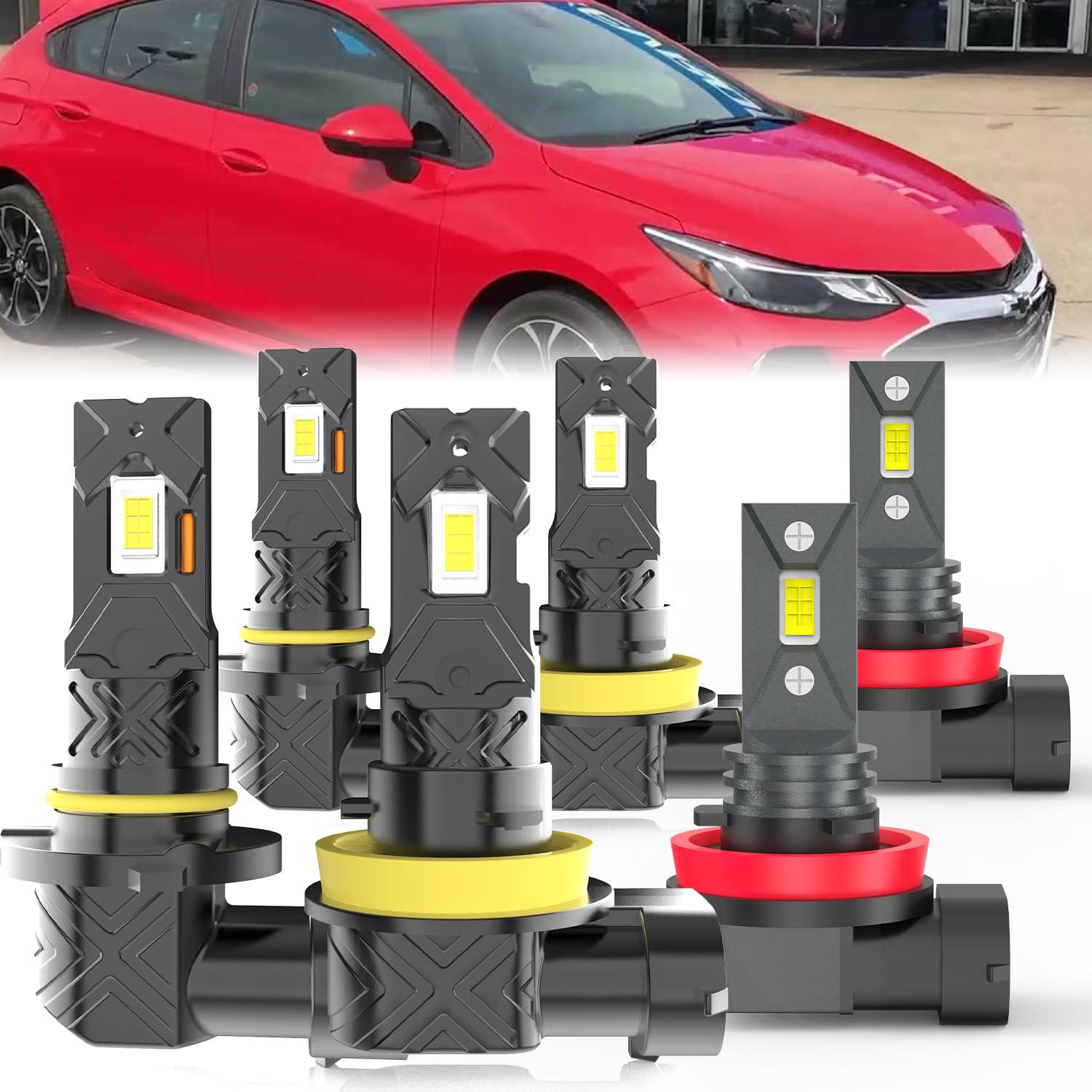 Fit For Chevy Cruze 2016-2019 light Bulbs, High/Low Dual Beam Fog Lights Combo, Plug and Play, 6 PCS