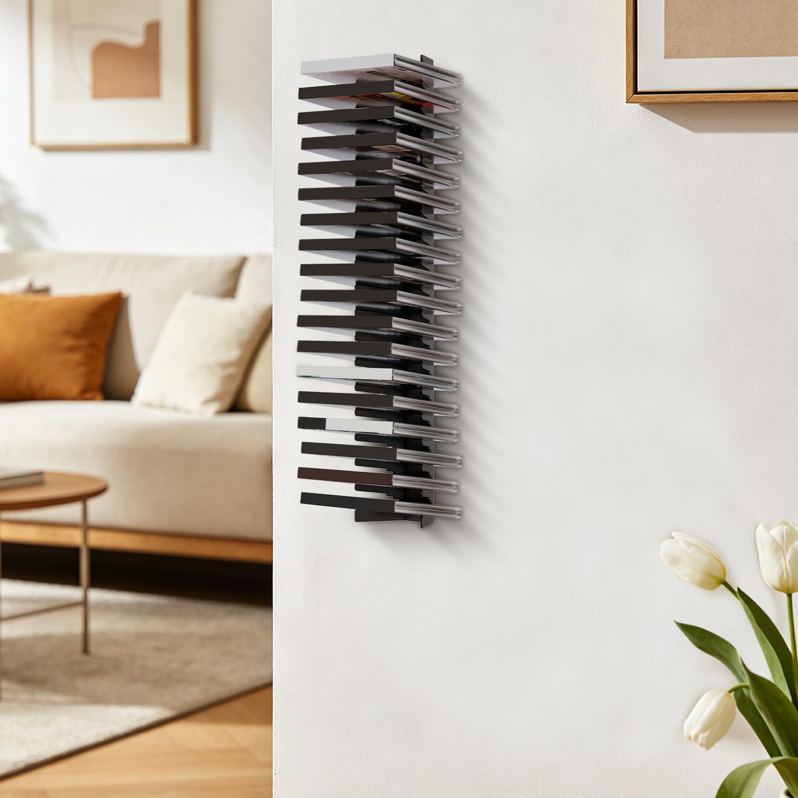 Toyvian 4 Piezas Estante de Pared para Cajas de Discos de Videojuegos en Acero al Carbono Negro Cubierta Frontal Transparente y Diseño Inclinado para Fácil Acceso en Sala de Juegos