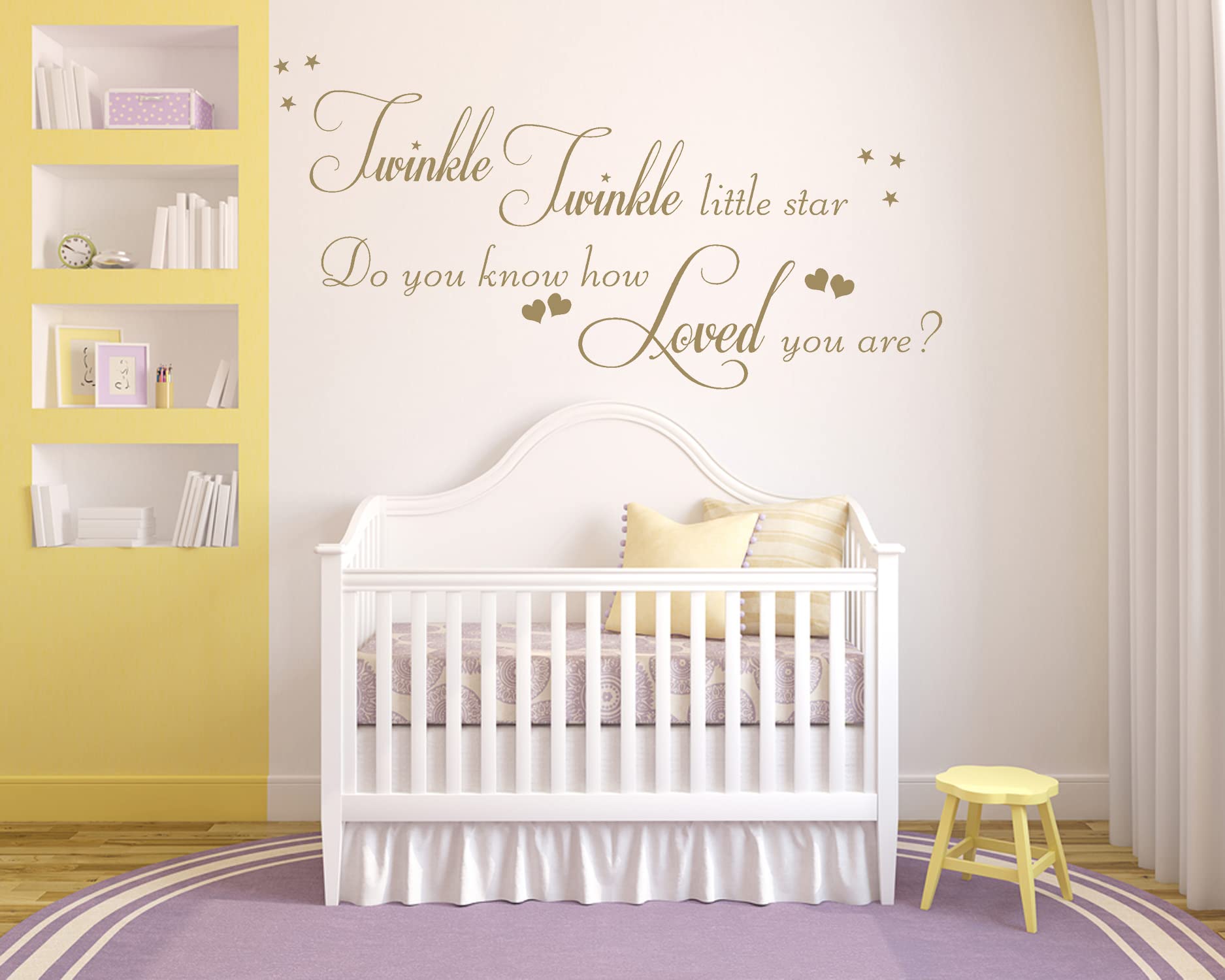 Twinkle Little Star, do You Know How Loved You are Quote, Vinyl Wall Art Sticker, Decal, Nursery Rhyme (70cm Wide x 35cm high, Navy Blue)