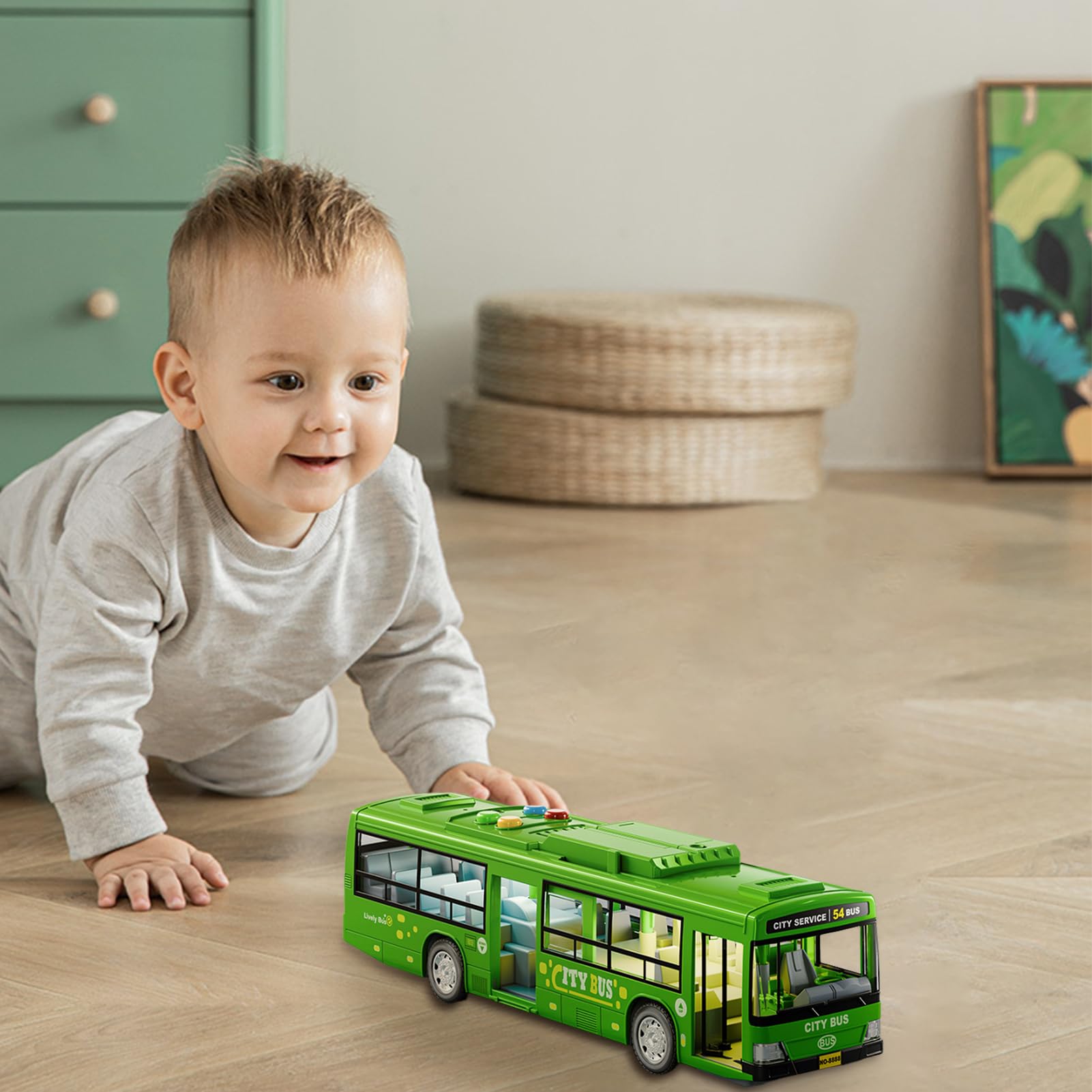 Mbiyhgta City Bus Toy, Large Bus Toy, Educational City Stagecoach Buses - Image 2