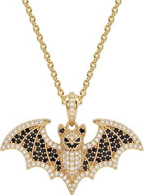 Fettero Halloween Necklaces for Women Charm Bat Heart Pumpkin Pendant Necklace Gothic Punk Gold Necklace for Women Vintage Party Jewelry