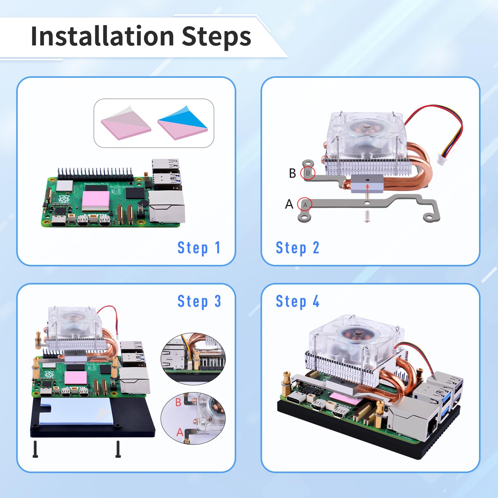 GeeekPi Ice Tower Cooler do Raspberry Pi 5, aluminiowy klimatyzator Pi 5 z wentylatorem chłodzącym do Raspberry Pi 5 4 GB/8 GB (Raspberry Pi 5 nie wchodzi w zakres dostawy), EP-0215