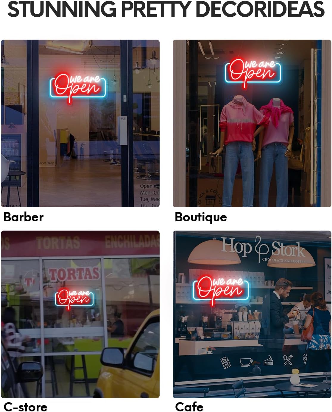Neon Open Sign for Business, We are Open Neon Lights for Tattoo, Barber Salon Bar Basement Retail Shops Window