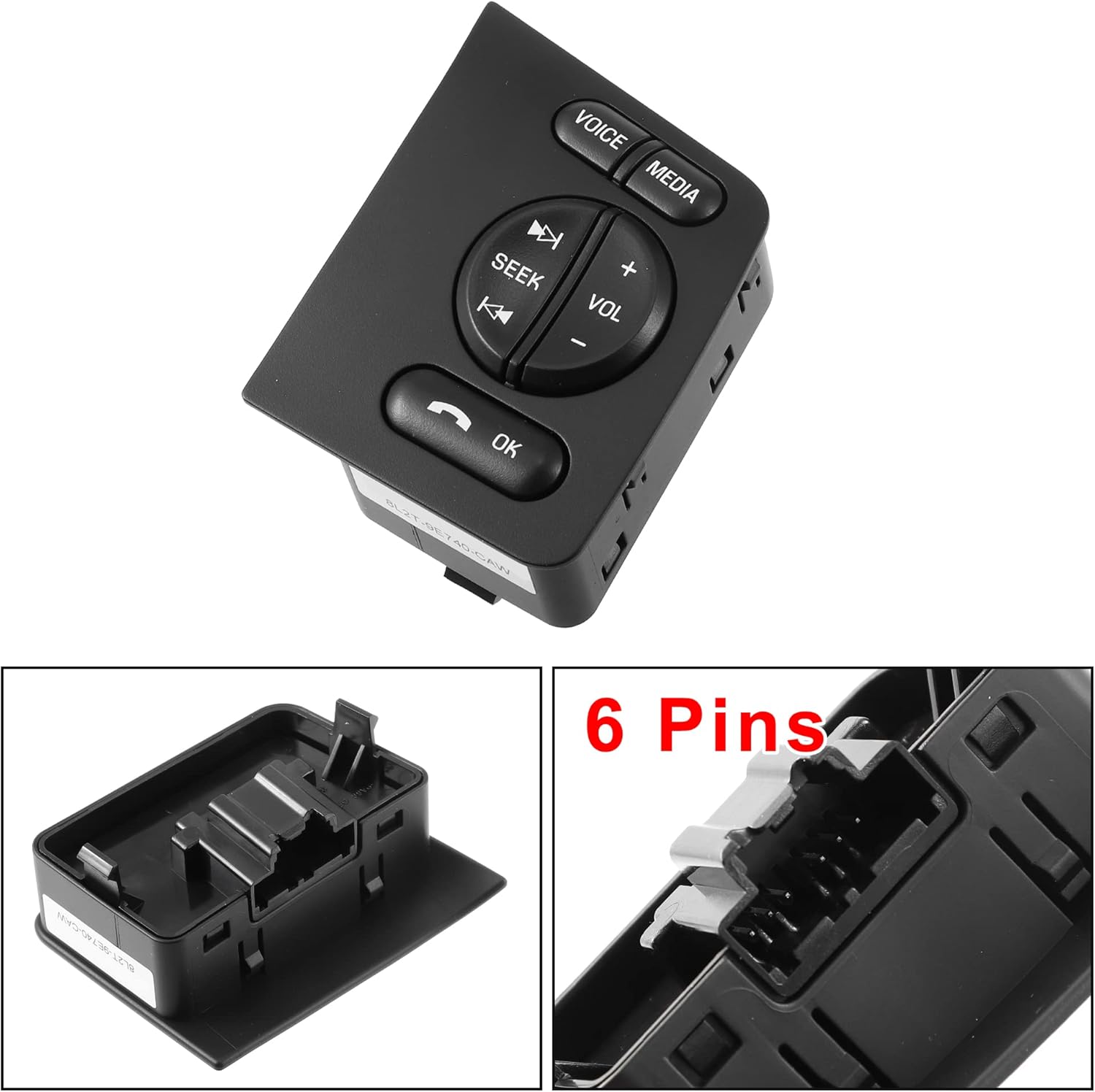 X AUTOHAUX Steering Wheel Switch Control Button Cover for Ford Expedition 2009-2014 8L2T-9E740-CAW 8L2Z-9C888-AB Black