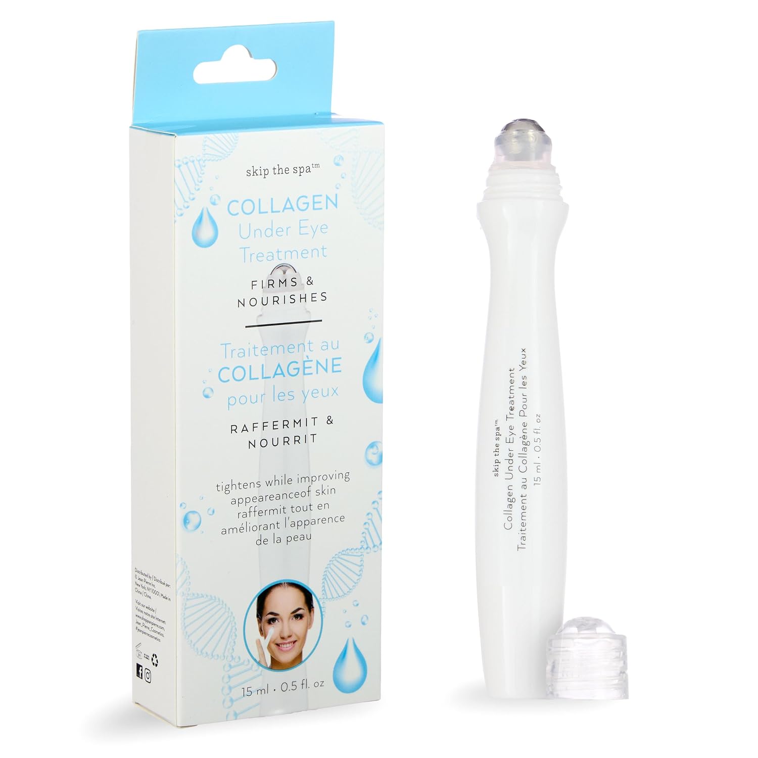 Collagen Under Eye Serum Stick – Massage Ball Roller for Depuffing, Dark Circles & Anti-Aging Eye Bags | Collagen Eye Treatment for Men & Women | Cooling Eye Roller | 15ml 0.5oz
