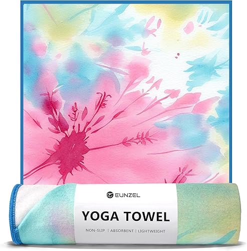 Eunzel Toalla de yoga caliente, antideslizante, absorbente de sudor, toalla de yoga impresa con puntos de agarre para yoga caliente, pilates y
