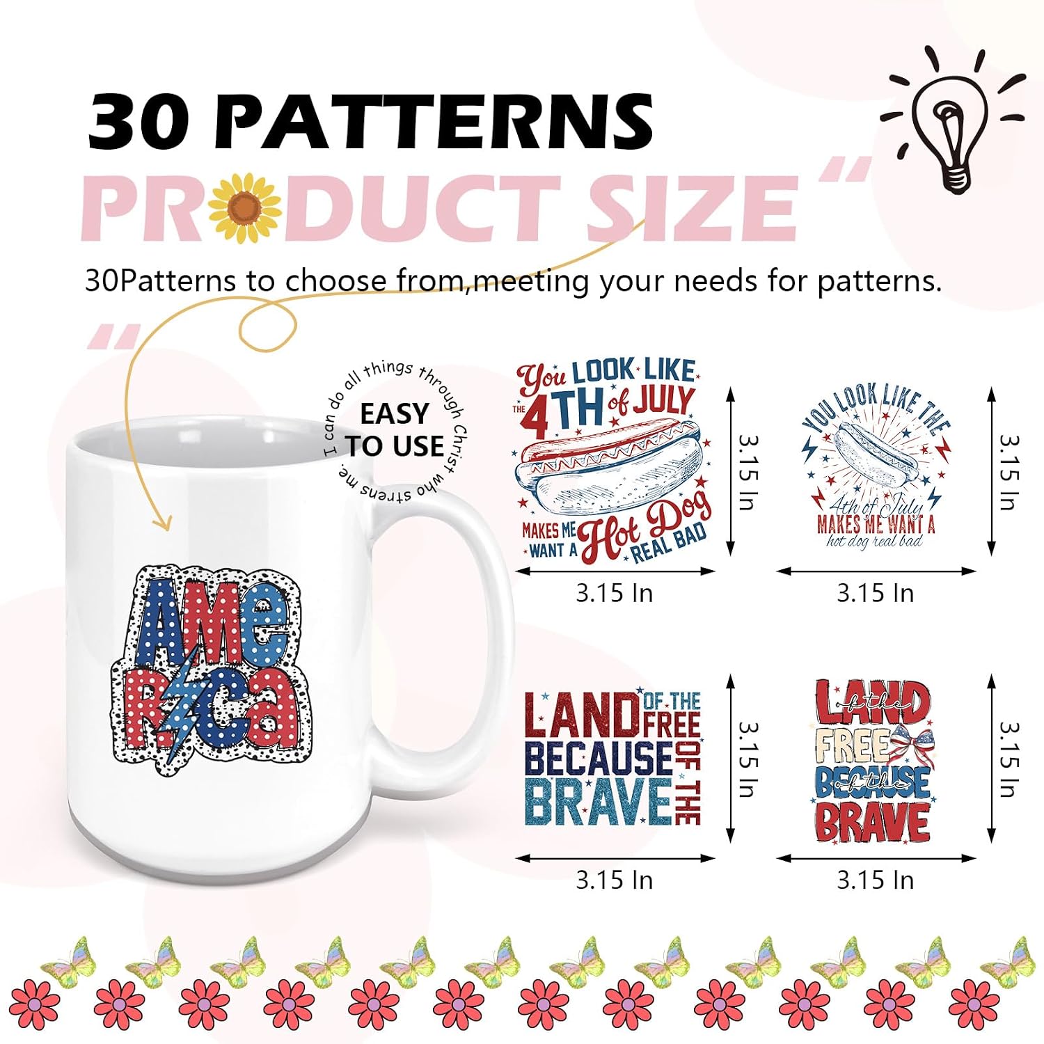 UV DTF Cup Wraps - 20 Sheets Independence Day UV DTF Transfer Stickers for 16 20 oz Glass, 250 th American Waterproof Transfer Sticker Decals for DIY Water Bottle Coffee Mug Decor 4th of July Gifts