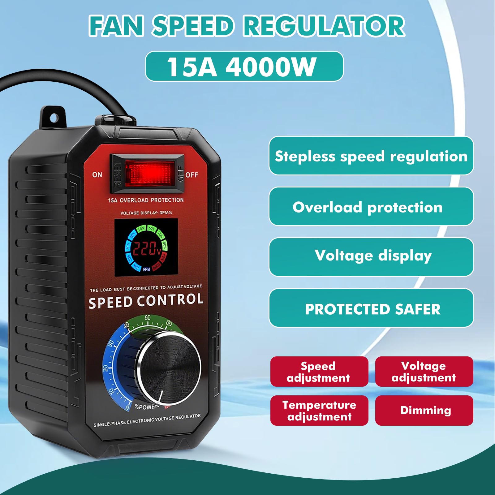 Regolatore Velocita Motori 220V Regolatore di Tensione Smerigliatrice angolare Soffiatore Trapano elettrico Stabilizzatore di Tensione display LCD variatore di velocità 220V 15A Spina europea