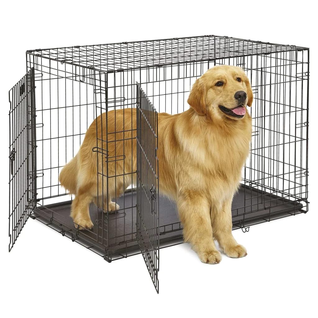 Ferplast Gabbia pieghevole per cani DOG-INN 105 Recinto per cuccioli, Trasportino in metallo, Separatore incluso, Porta doppia con chiusura di sicurezza, 108,5 x 72,7 x h 76,8 cm Nero