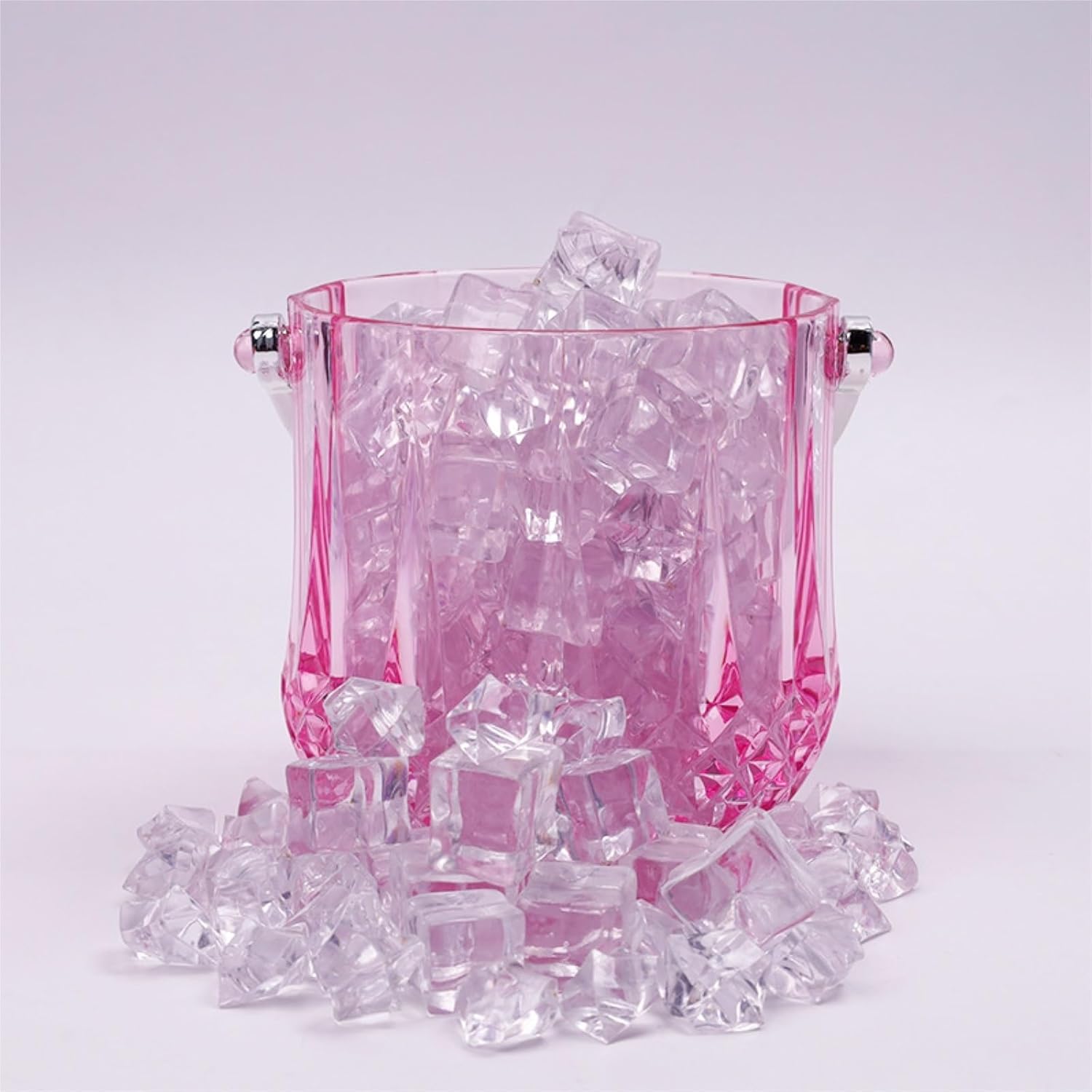 Plastic Ice Bucket for Parties Beverage Champagne Cooler with Handle for Home(Purple)