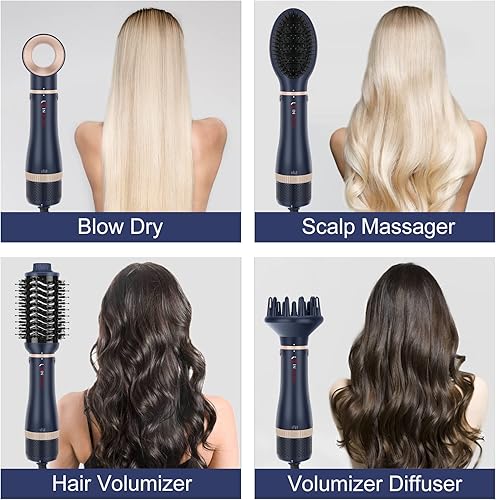 Miniatura 2 de IG INGLAM - Juego de cepillos secadores de pelo, cepillo 4 en 1, secador de pelo desmontable de iones negativos y estilizador voluminizador de aire
