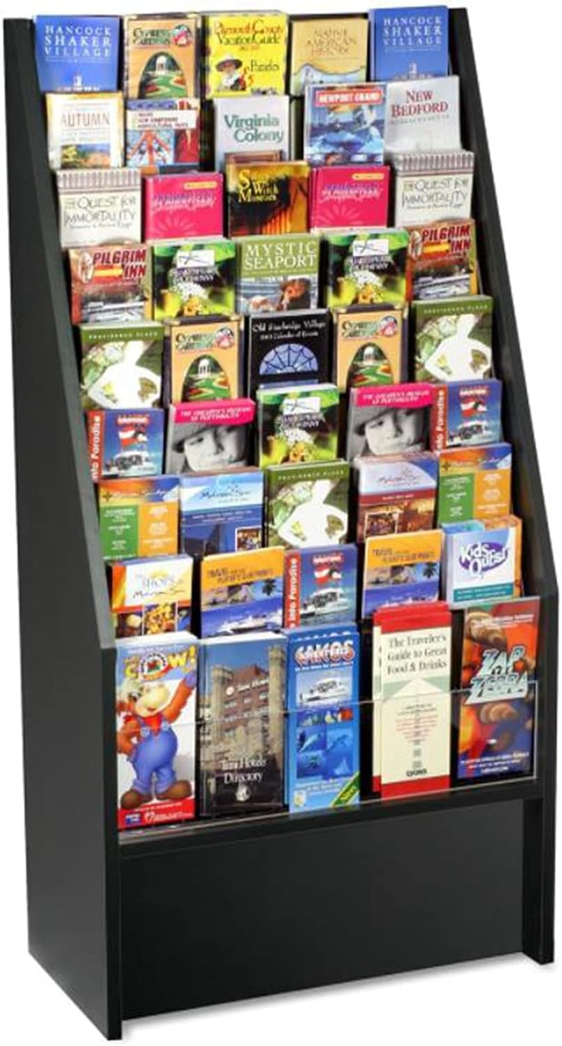 FixtureDisplays® Literature Rack Brochure Holder Leaflet Coupon Stand Greeting Card Rack 9 tier 45 facing Travel Information Kiosk Easy Assembly Video in Description 1453 Black-NF