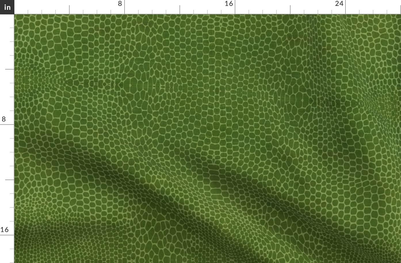 Spoonflower Fabric - Dino Skin Green Scales Dinosaurs Boys Prehistoric Reptile Costume Printed on Organic Cotton Sateen Fabric by The Yard - Sewing Quilting Apparel Home Decor